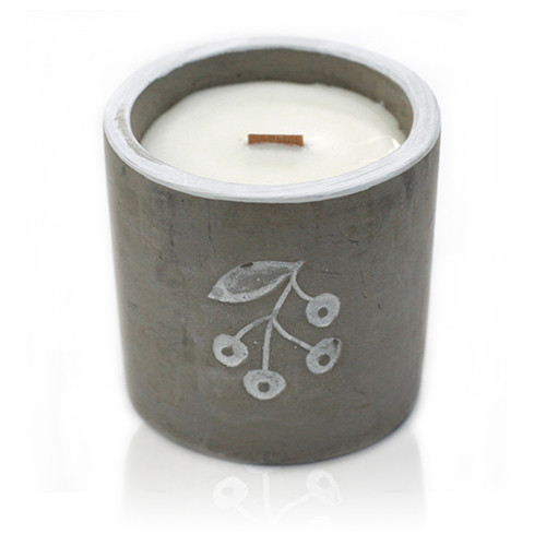 Concrete Wood Wick Candle - Berries - Juniper & Sweet Gin - Socki.ie