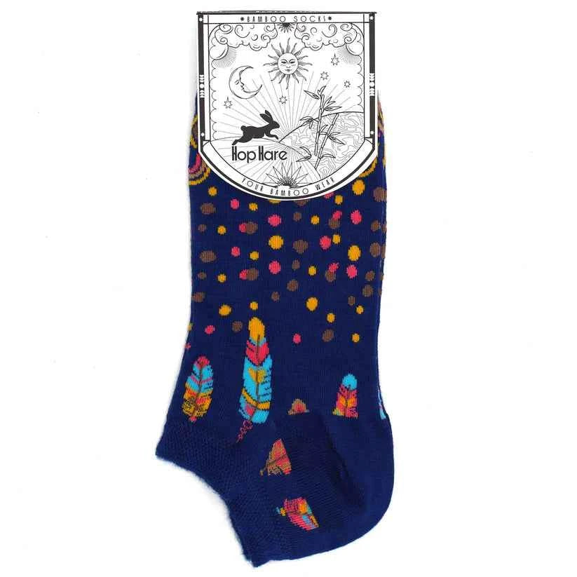 Hop Hare Bamboo Socks Low - Indian Feathers
