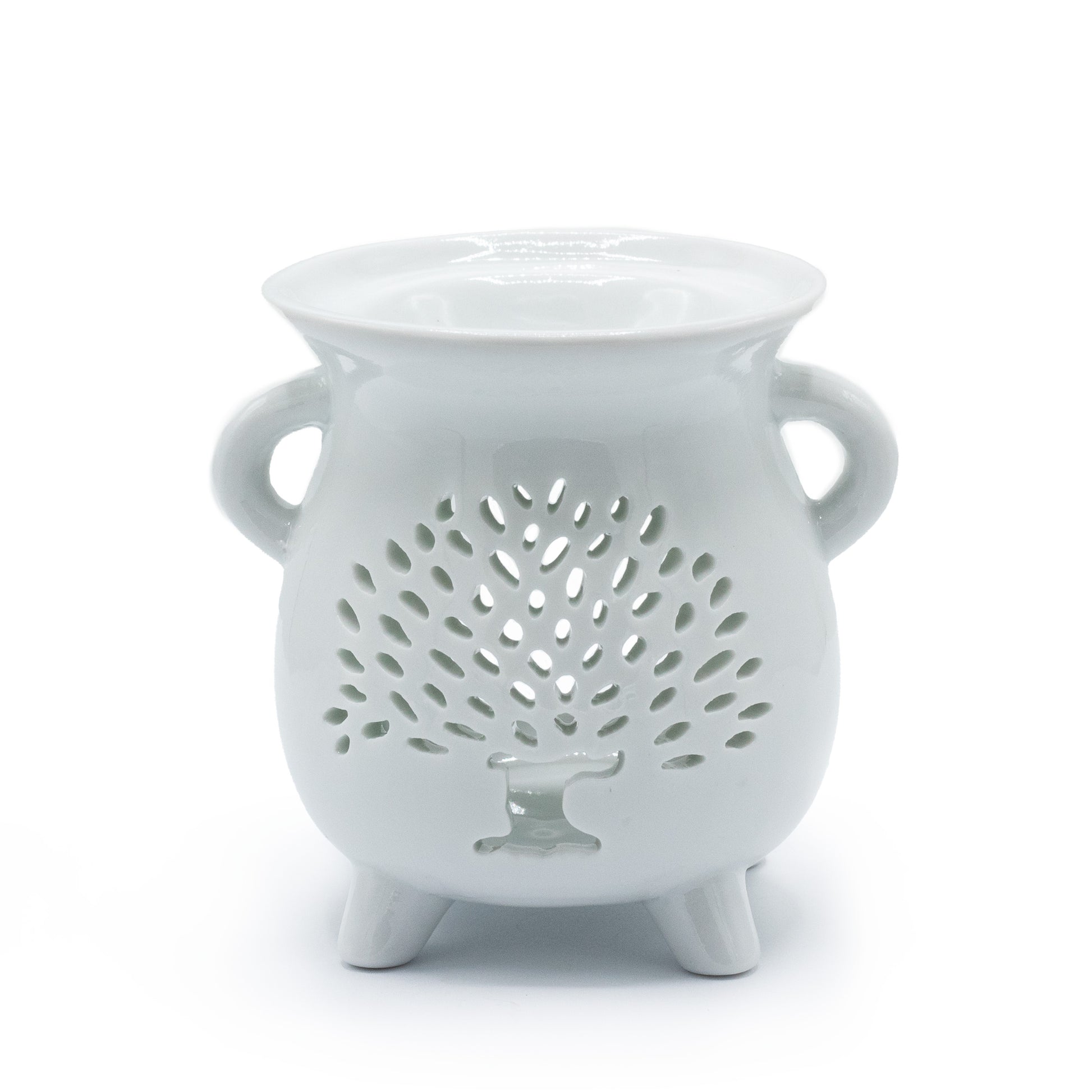 Cauldron Oil Burner – Tree of Life (White)