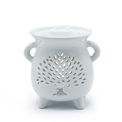 Cauldron Oil Burner – Tree of Life (White)
