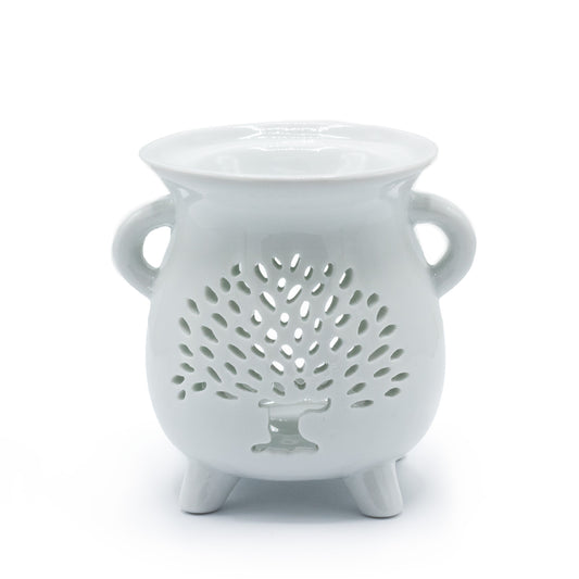 Cauldron Oil Burner – Tree of Life (White)