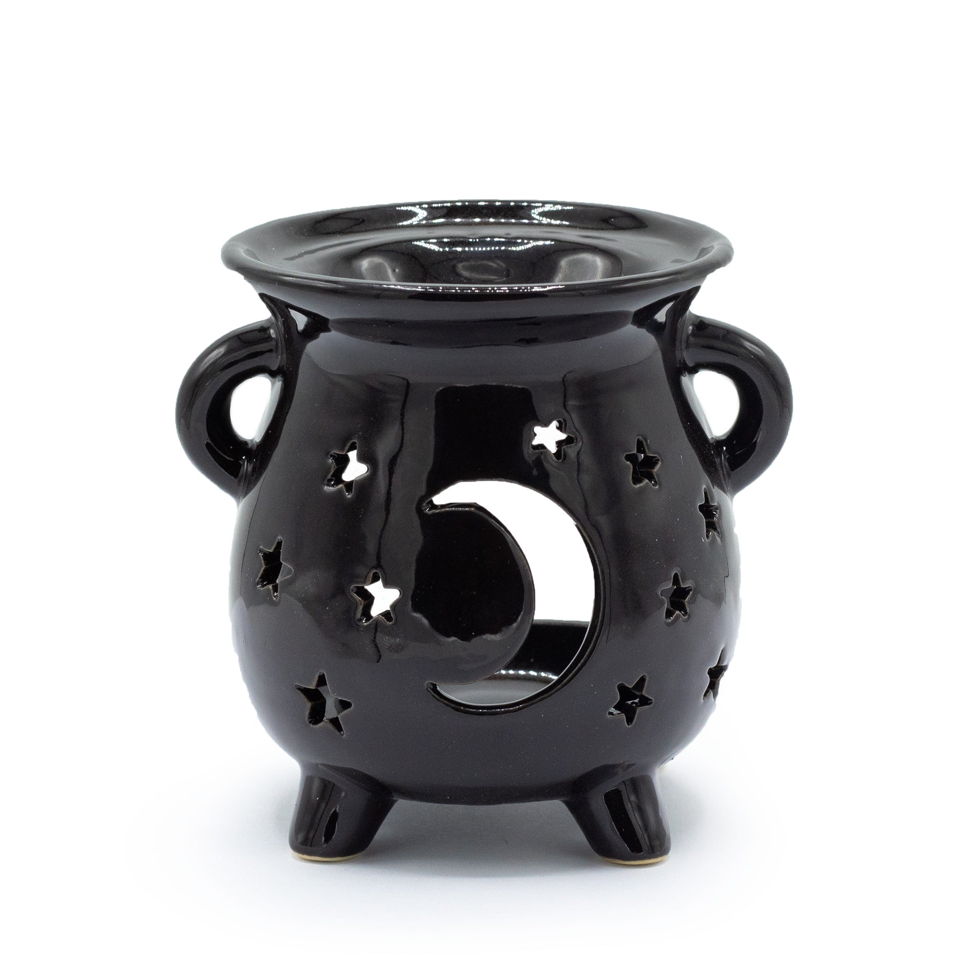 Cauldron Oil Burner – Moon & Stars (Black)