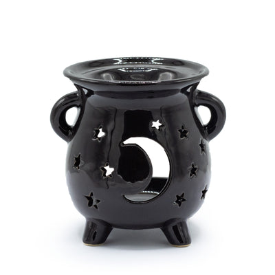 Cauldron Oil Burner – Moon & Stars (Black)