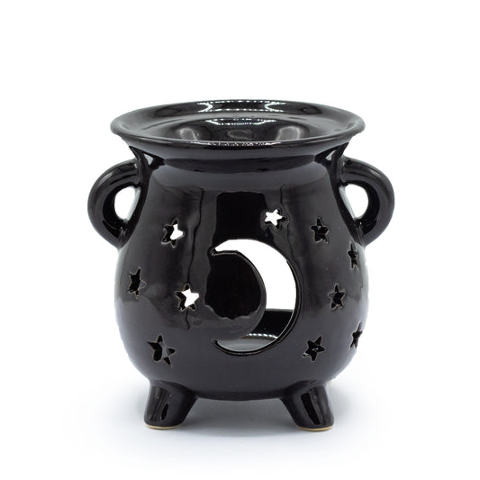 Cauldron Oil Burner – Moon & Stars (Black)