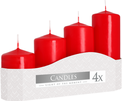 Set of 4 Pillar Candles 50mm - Red