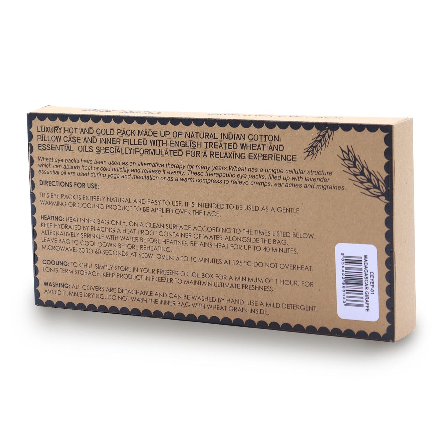 Lavender Natural Cotton and Juco Eye Pillow in Gift Box - Madagascar Giraffe.