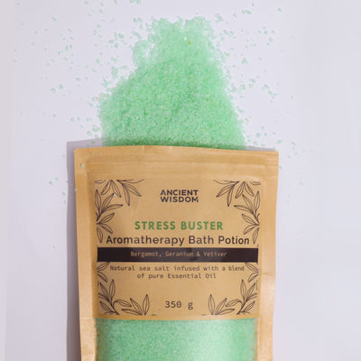 Aromatherapy Bath Potion in Kraft Bag 350g - Stress Buster.