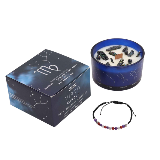 Zodiac Crystal Candle with Gemstone Bracelet - Virgo